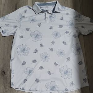 Men's White Floral Polo Shirt Mcdowell Mountain Golf Club Size XL EUC